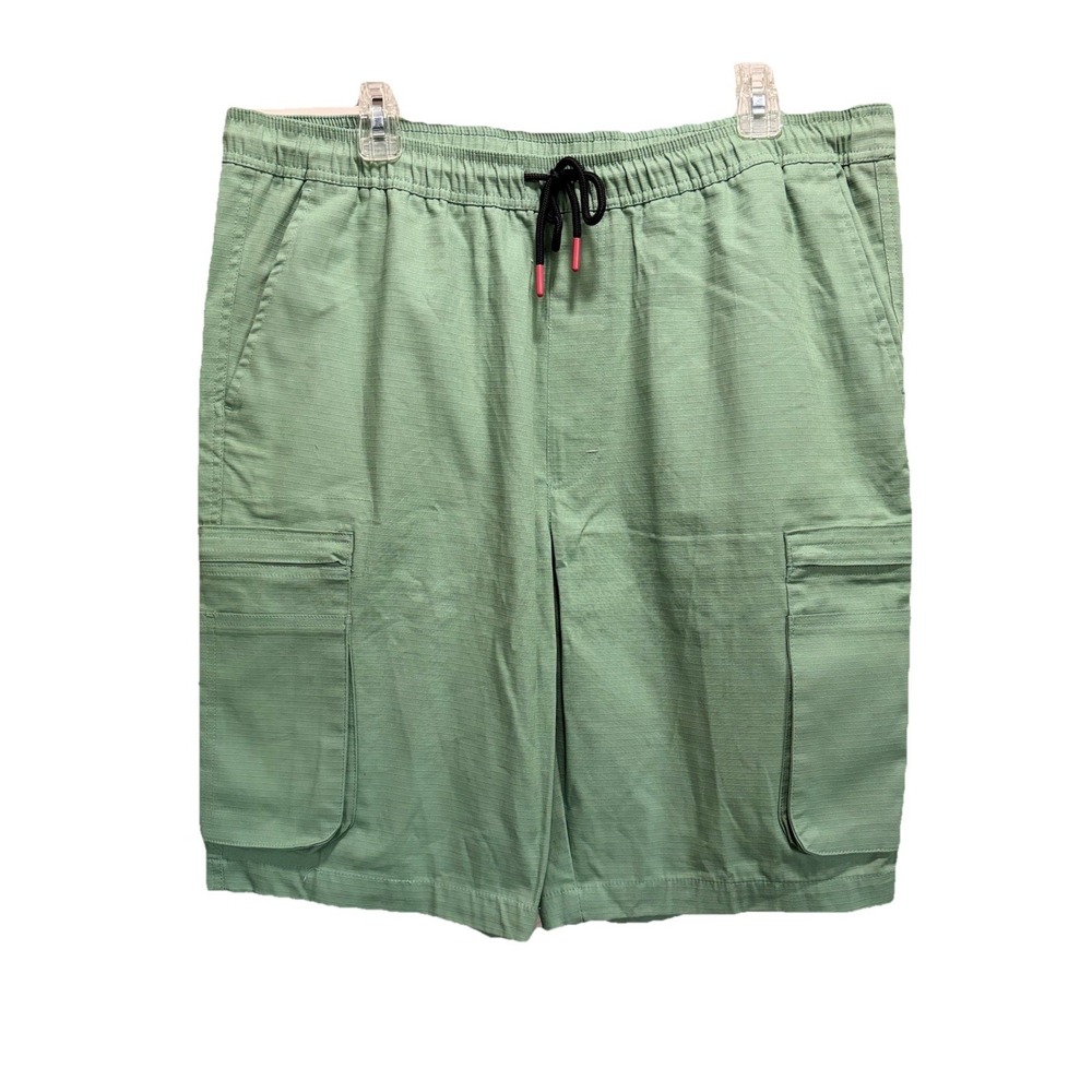 Rue 21 Green Cargo Chino‎ Shorts Elastic/Tie Waist Size XXL Pockets High Rise